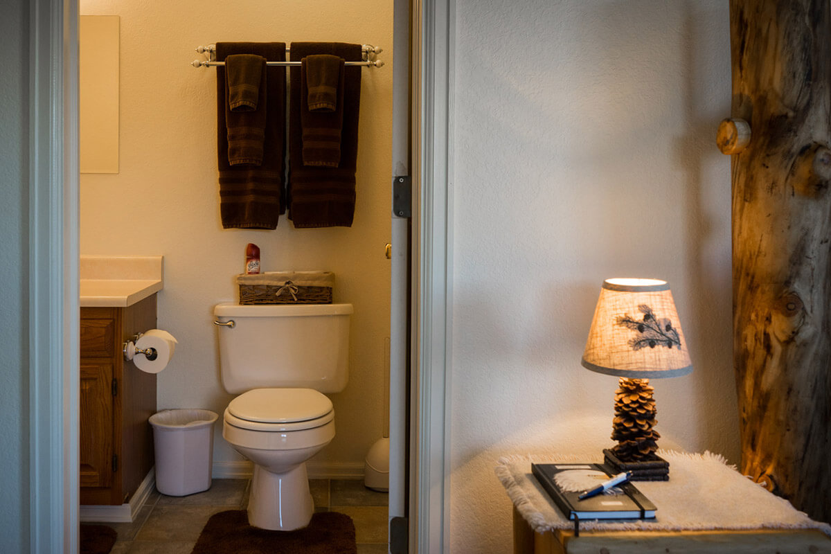 Mt. Yale Room with the entry to the bathroom