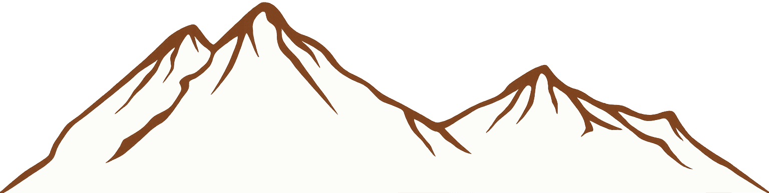 Illustration of two mountain peaks with snow caps.