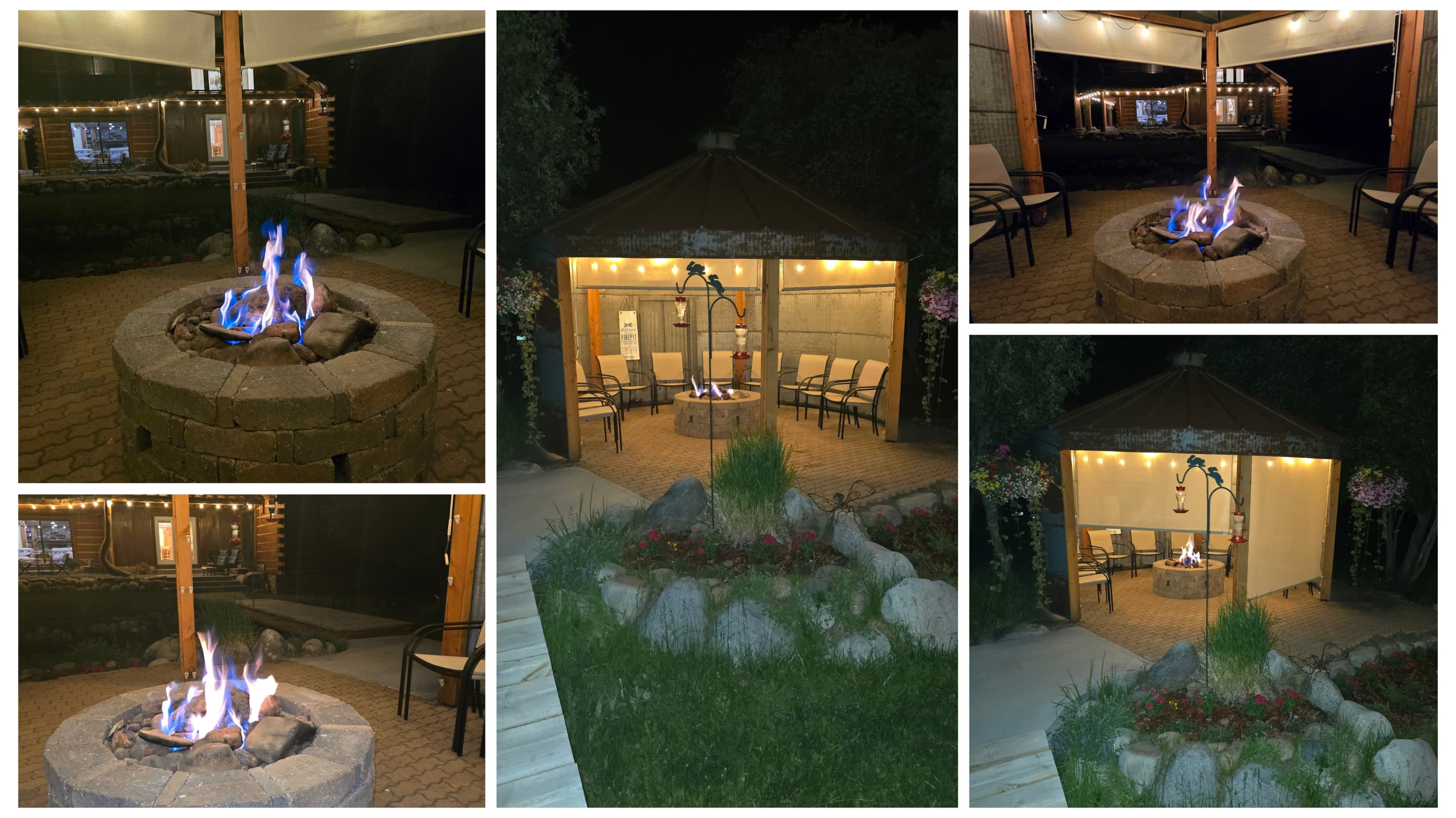 Binzebo at Buffalo Peaks Lodge with firepit and seating.